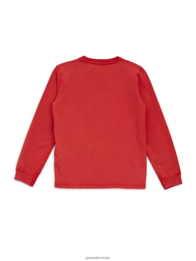 Guess øko langermet logo-t-skjorte (7-14) vulkanrød vulkan rød gutt F0LJ8011353