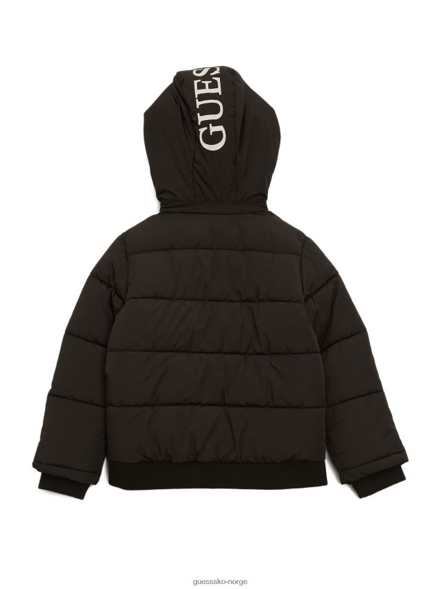 Guess kulsort pufferjakke med hette (7-16) kulsvart gutt F0LJ809024