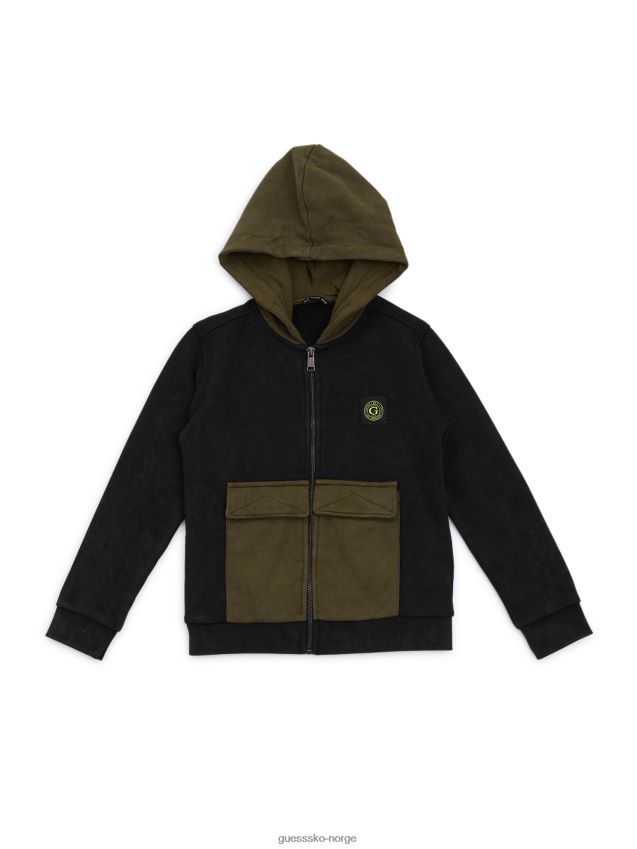 Guess kulsvart aktiv hettegenser med glidelås (7-16) kulsvart gutt F0LJ8011326