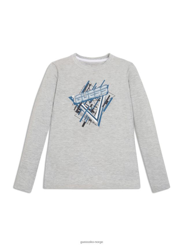 Guess lys gråmelert logo langermet t-skjorte (7-14) lys gråmelert gutt F0LJ8011415