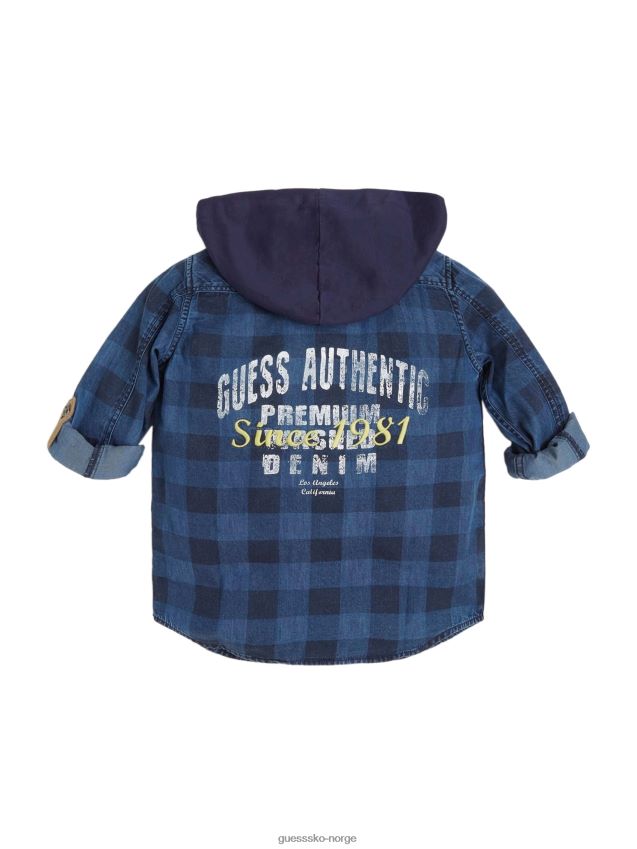Guess lyseblå multi indigo skjorte med hette (7-14) lyseblå multi gutt F0LJ8011452