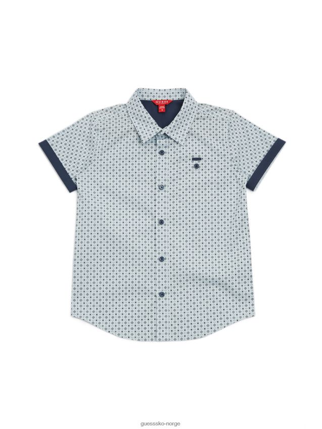 Guess marley geo skjorte (7-16) bleket blå bleket blå gutt F0LJ809019