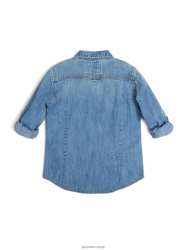 Guess minime denim indigo skjorte (7-14) respekt respekt gutt F0LJ8011607