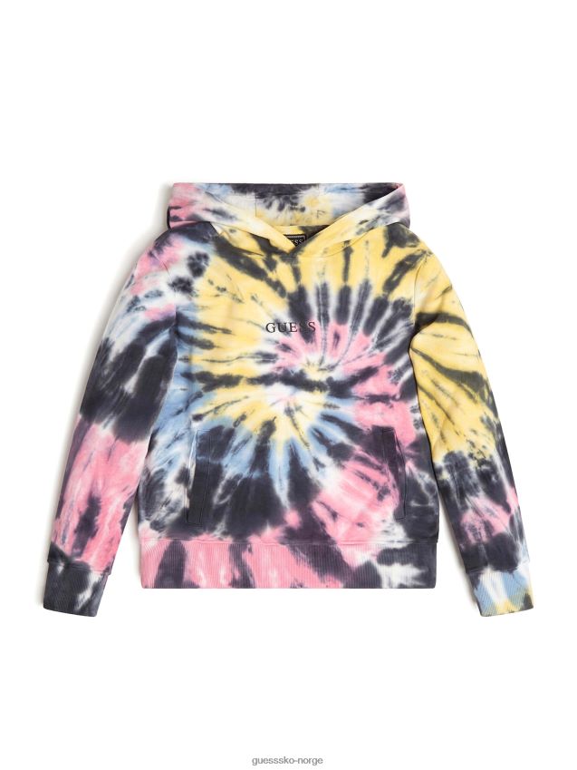 Guess minime spiral tie-dye hettegenser (7-14) spiral tie dye sitron mist spiral tie dye sitron tåke gutt F0LJ8011314