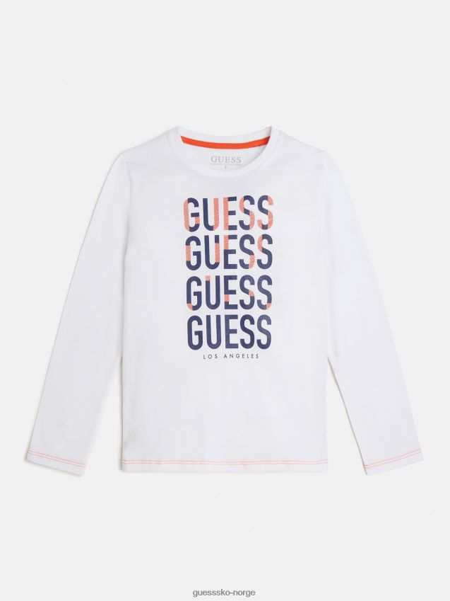 Guess mote hvit front logo t-skjorte ny hvit gutt F0LJ802184