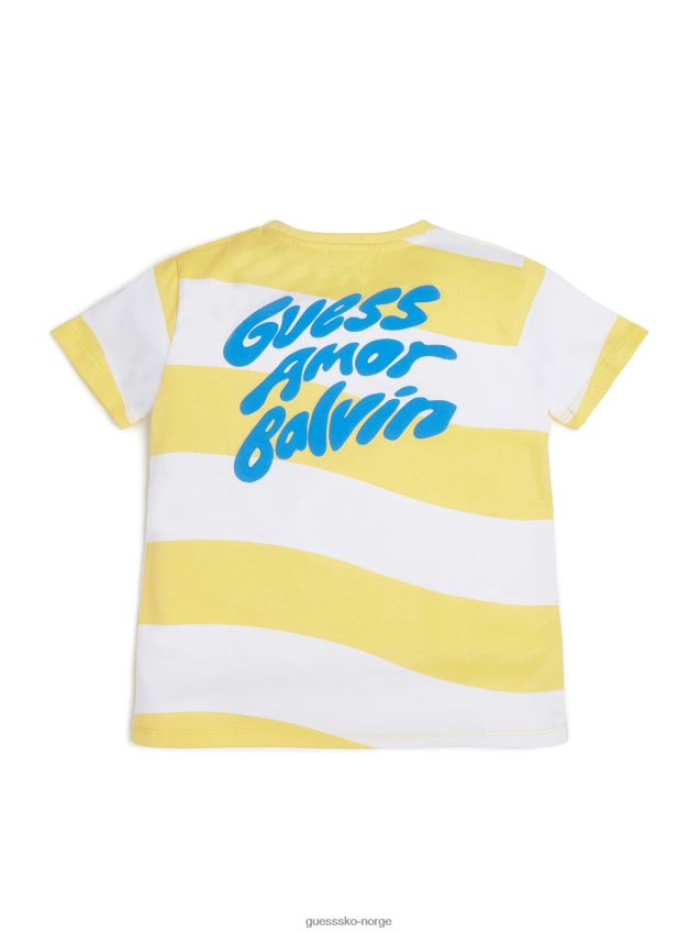 Guess originals x j balvin bølget t-skjorte (barn 8-14) gule solflekker multi gutt F0LJ8011675