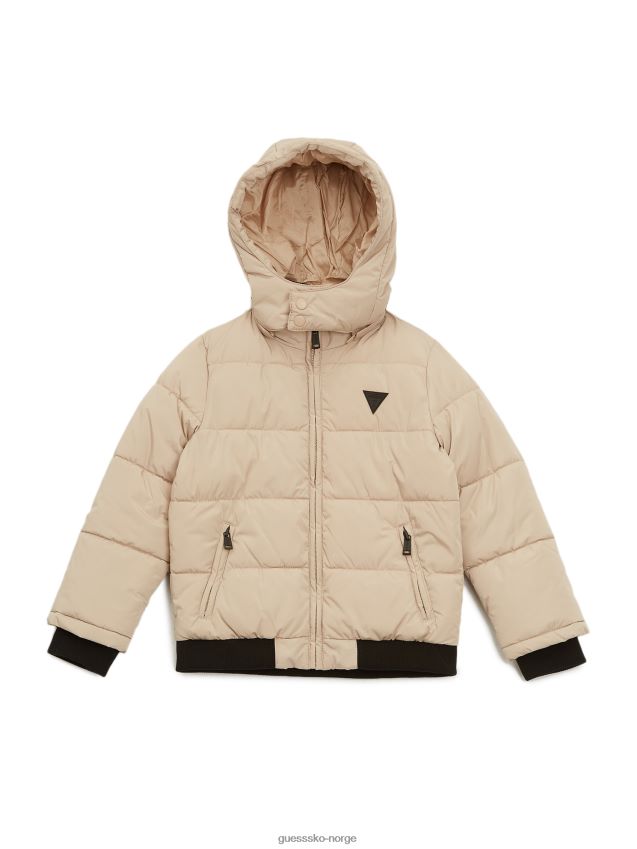 Guess pufferjakke med hette (7-16) fløyelstaupe fløyel taupe gutt F0LJ808887