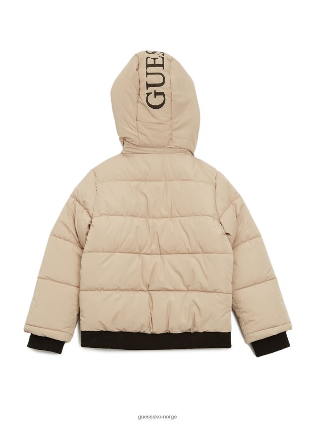 Guess pufferjakke med hette (7-16) fløyelstaupe fløyel taupe gutt F0LJ808887