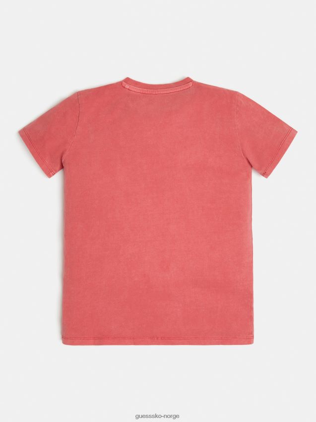 Guess rød t-skjorte med trekantlogo foran rød gutt F0LJ802166
