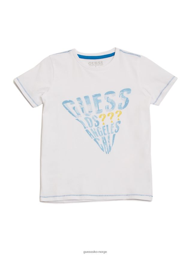 Guess ren hvit akvarell logo-t-skjorte (7-16) Ren hvit gutt F0LJ8011610
