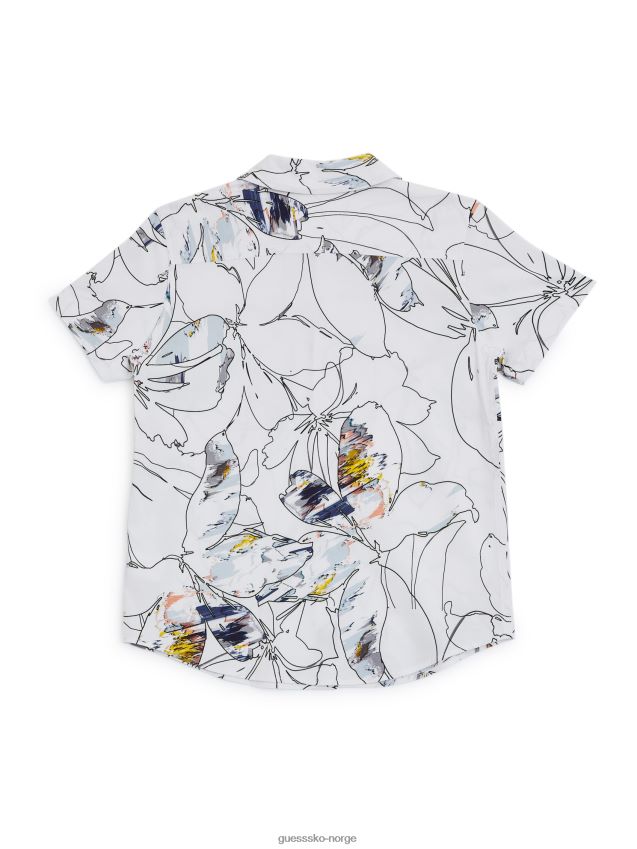 Guess ren hvit grover-blomstret skjorte (7-16) Ren hvit gutt F0LJ808937