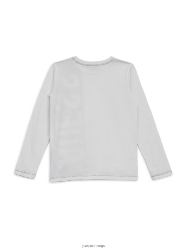 Guess ren hvit øko-logo langermet t-skjorte (7-14) Ren hvit gutt F0LJ8011614