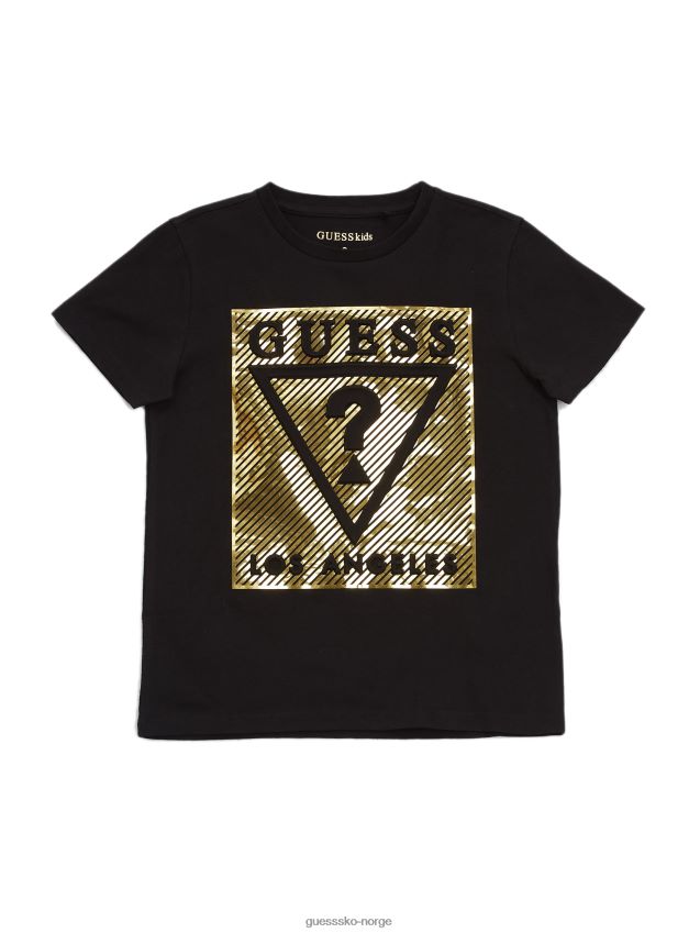 Guess rola preget t-skjorte (7-16) kulsort kulsvart gutt F0LJ809008