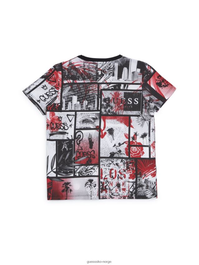 Guess ronan collage t-skjorte (7-16) jet black multi jet black multi gutt F0LJ808998