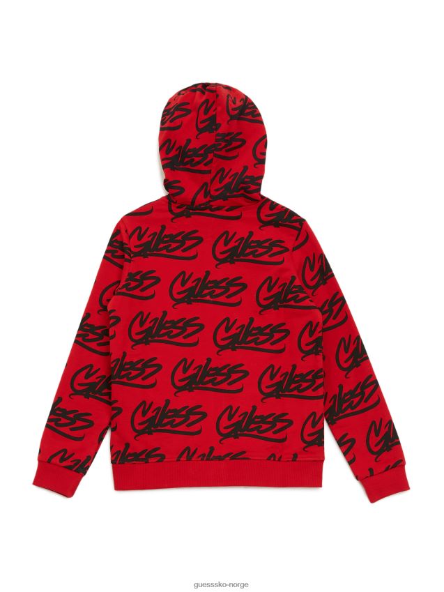 Guess rugby rød astar hettegenser med glidelås (7-16) rugby rød gutt F0LJ808910