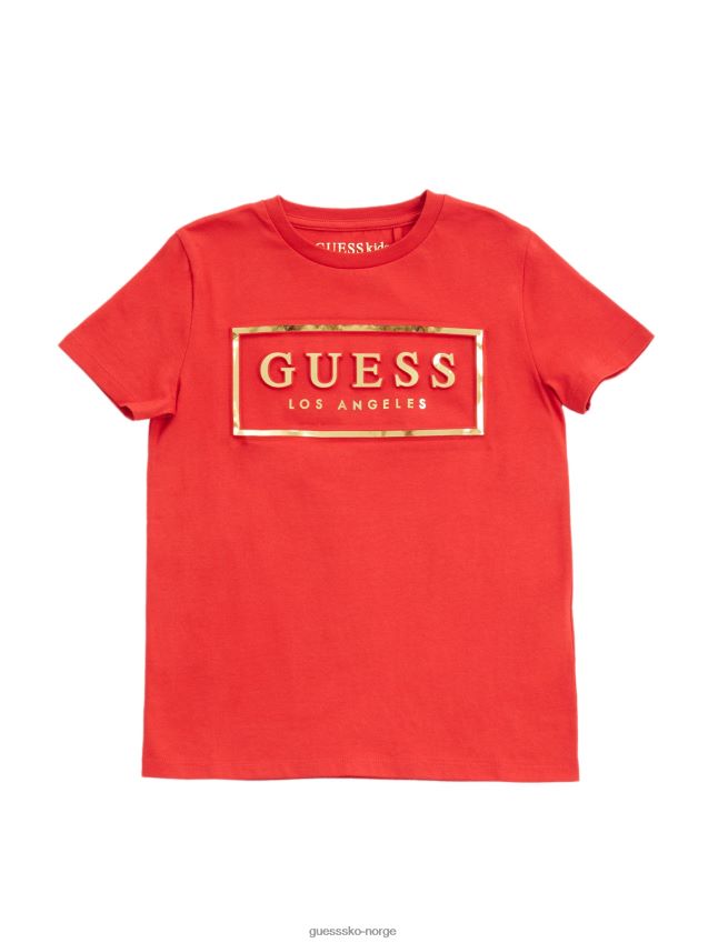 Guess rugby rød colt-t-skjorte med preget logo (7-16) rugby rød gutt F0LJ808969