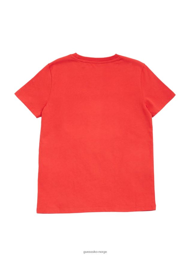 Guess rugby rød colt-t-skjorte med preget logo (7-16) rugby rød gutt F0LJ808969