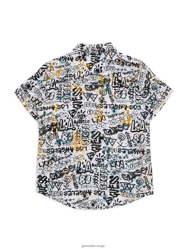 Guess skjorte med graffititrykk hvit bryce-logo (7-16) graffititrykk hvit gutt F0LJ809023