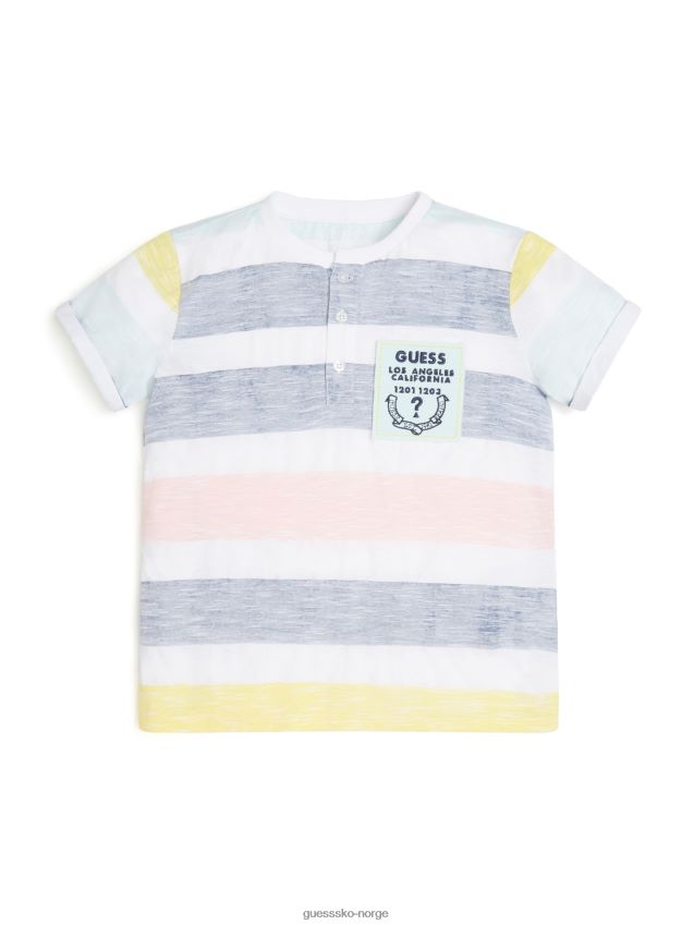 Guess stripet henley t-skjorte (7-16) wonder stripe gul vidunderstripe gul gutt F0LJ8011451