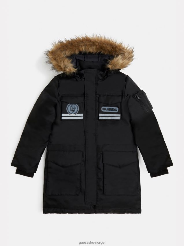 Guess svart parkas med hette svart gutt F0LJ802125