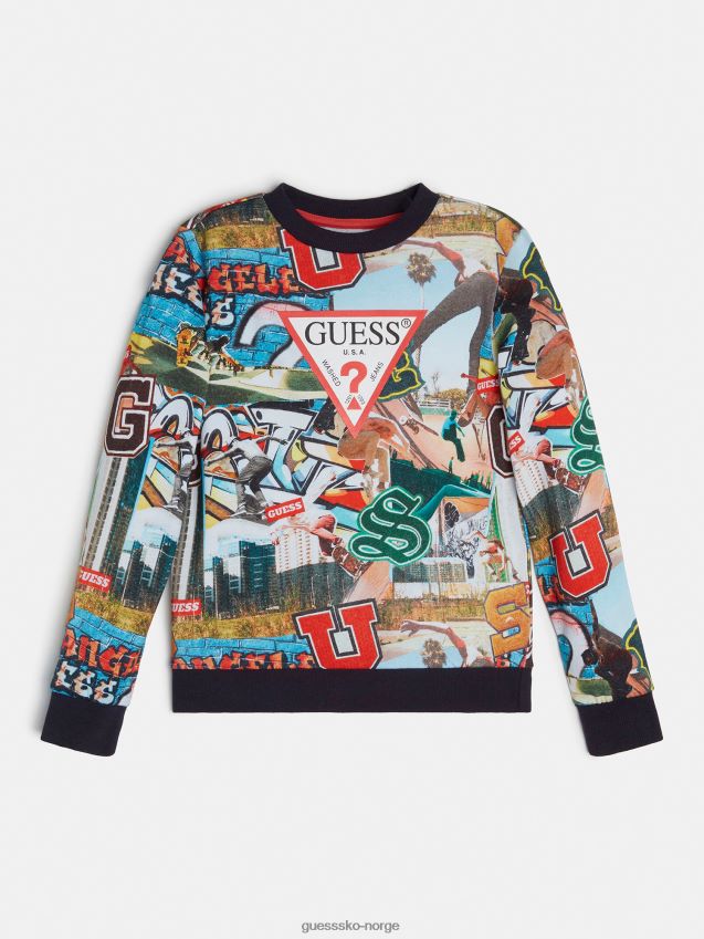 Guess sweatshirt med hele trykkgutt F0LJ802201