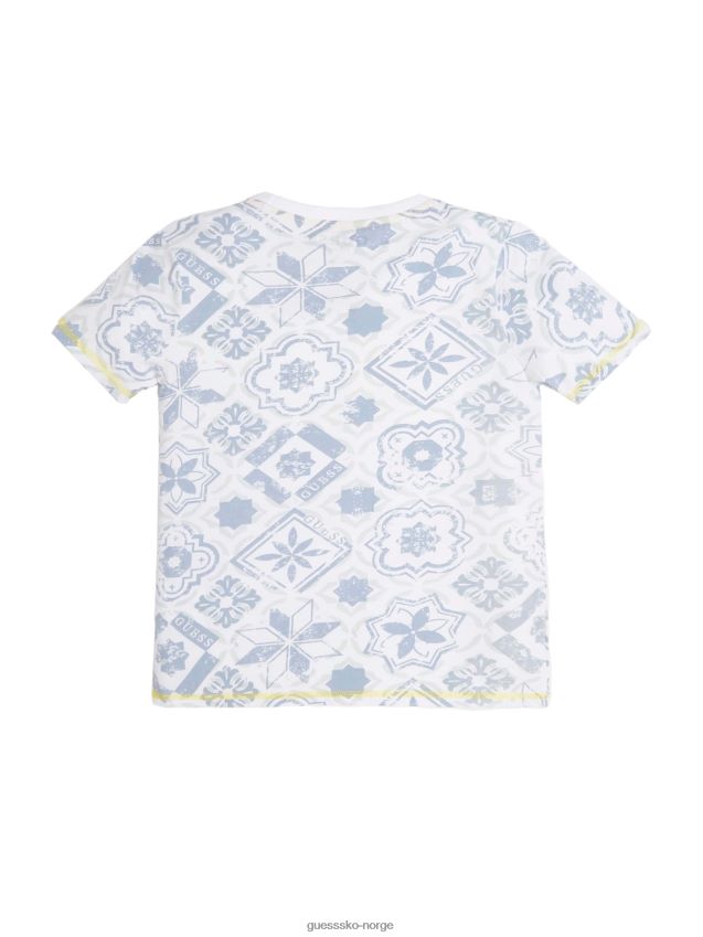 Guess t-skjorte med gummilogo (7-16) trykk med blå fliser blå fliser trykk gutt F0LJ8011643