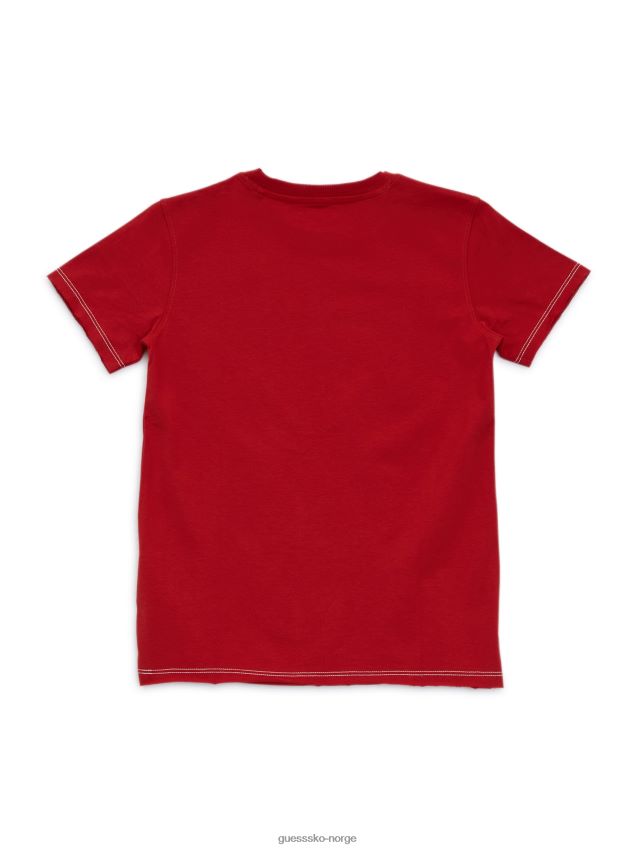 Guess vulkanrød vasket logo-t-skjorte (7-14) vulkan rød gutt F0LJ8011367