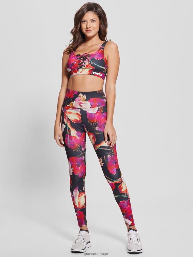 Guess eco corine active sports-bh rosa og svart macro flow rosa og svart makroflyt kvinner F0LJ809612