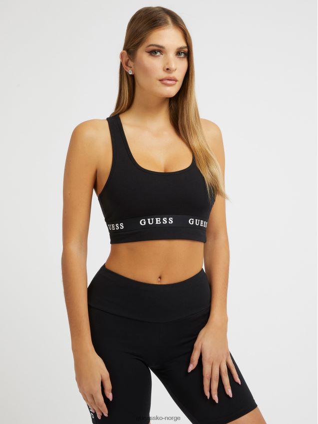 Guess stretch jersey logoet aktiv bh svart svart kvinner F0LJ804892