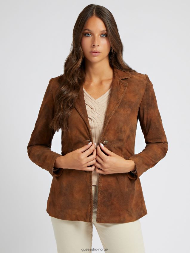 Guess brun blazer i ekte skinn brun kvinner F0LJ803529