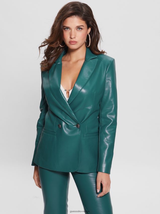 Guess emelie blazer i imitert skinn kongelig blågrønn multi kongelig blågrønn multi kvinner F0LJ809366