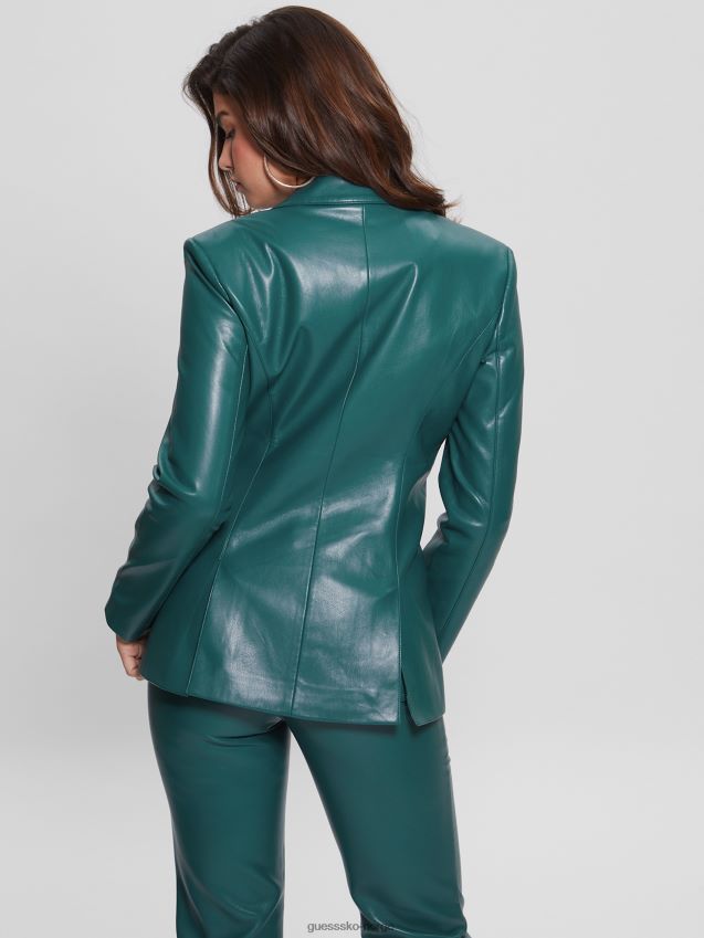 Guess emelie blazer i imitert skinn kongelig blågrønn multi kongelig blågrønn multi kvinner F0LJ809366