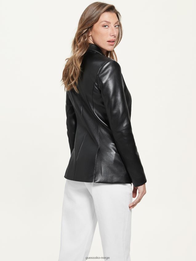 Guess emelie blazer i imitert skinn kulsort kulsvart kvinner F0LJ809132