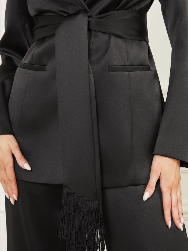 Guess jet black marcello tie-front blazer kulsvart kvinner F0LJ809382