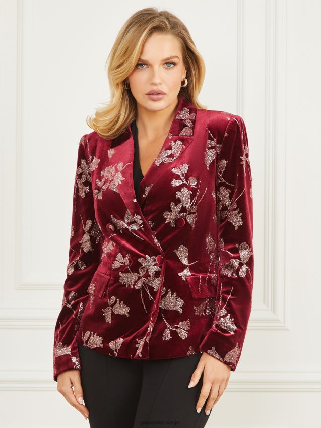 Guess lilla kronblad med rose go angelica fløyelsblazer lilla kronblad med rose go kvinner F0LJ809452