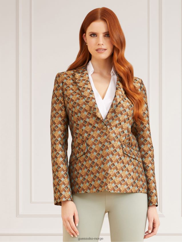 Guess marciano blazer multi beige med all over print multi beige kvinner F0LJ806370