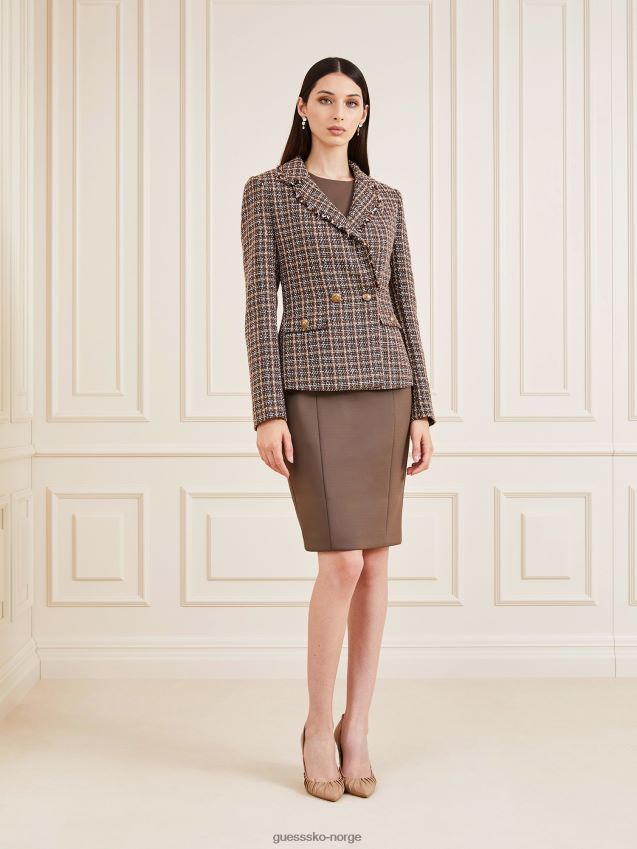 Guess marciano tweed blazer brun multi brun multi kvinner F0LJ806723