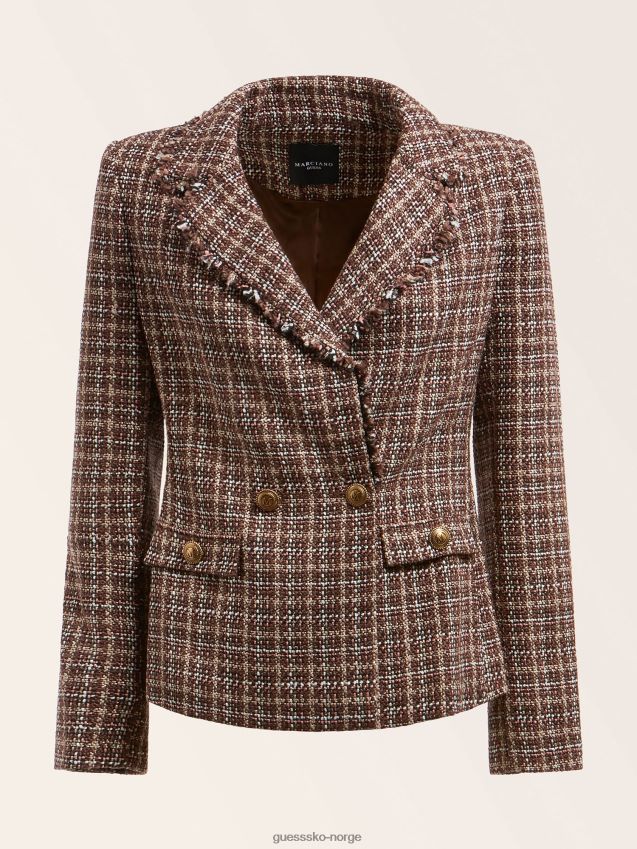 Guess marciano tweed blazer brun multi brun multi kvinner F0LJ806723
