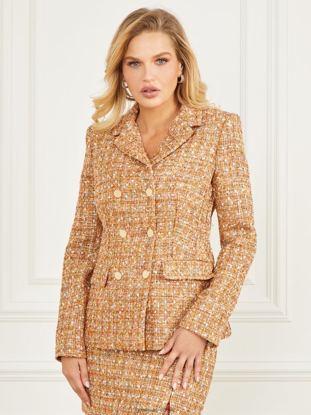 Guess tallulah multicolor tweed angelica tweed blazer tallulah flerfarget tweed kvinner F0LJ809590