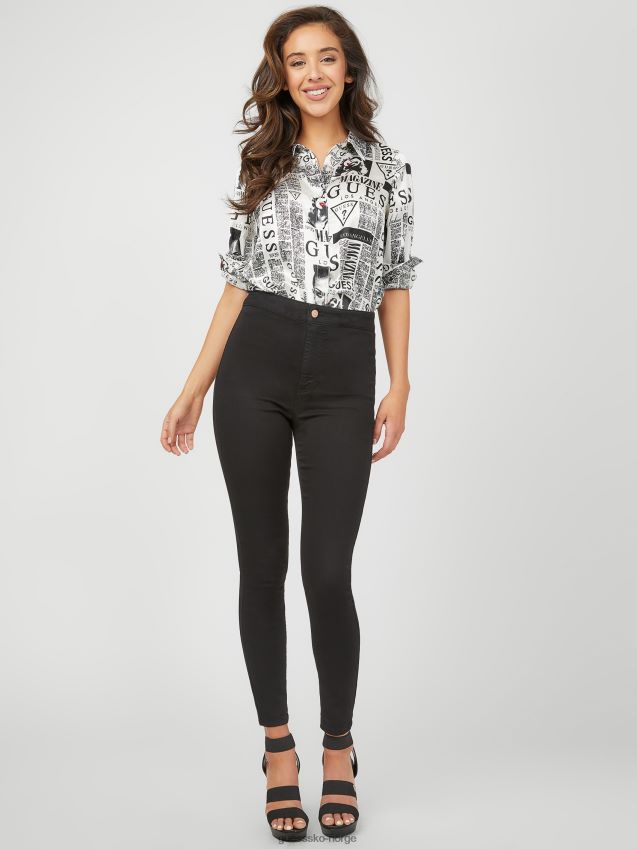 Guess arden trykt topp jet black multi jet black multi kvinner F0LJ806842