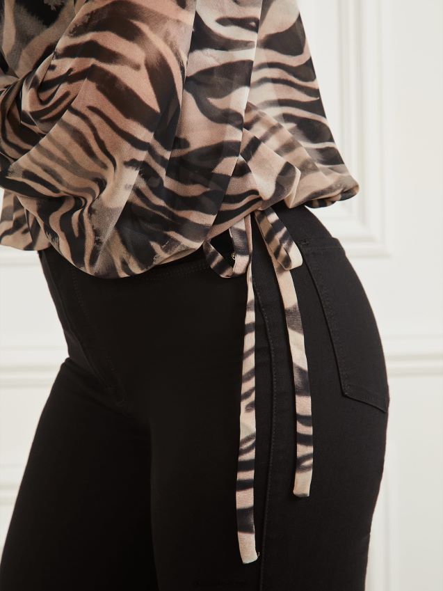 Guess britney silke bluse røyk og speil print røyk og speiltrykk kvinner F0LJ809397