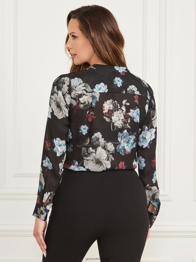 Guess cynthia trykt silkebluse vill skjønnhetstrykk vill skjønnhetstrykk kvinner F0LJ809373