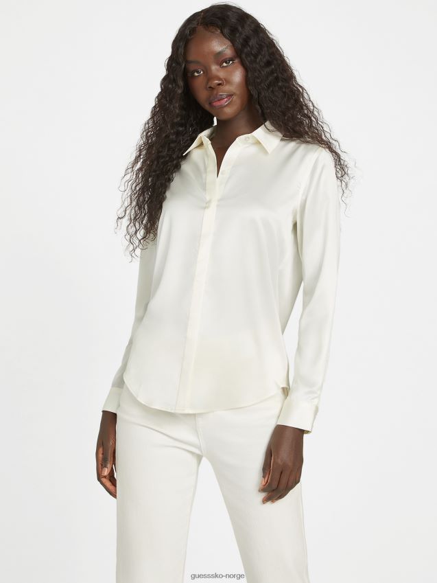 Guess due hvit honor satengskjorte due hvit kvinner F0LJ807053