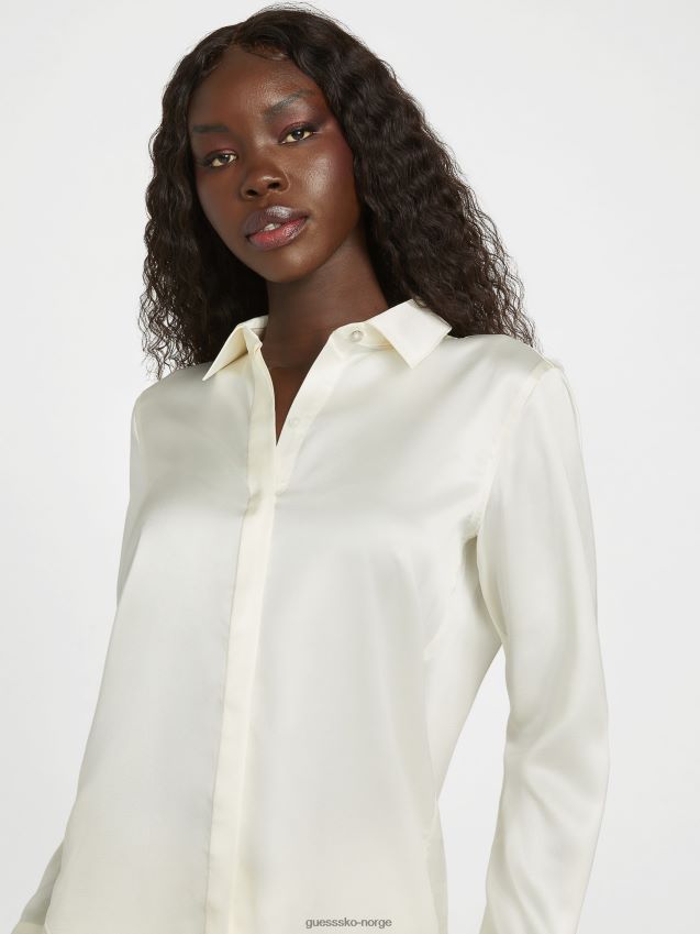 Guess due hvit honor satengskjorte due hvit kvinner F0LJ807053