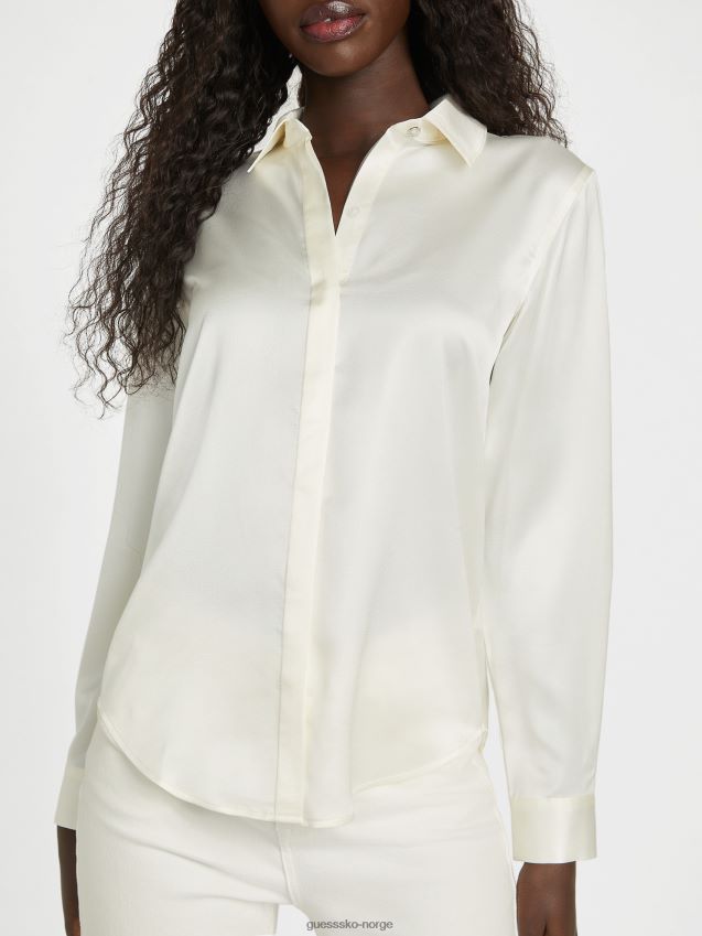 Guess due hvit honor satengskjorte due hvit kvinner F0LJ807053