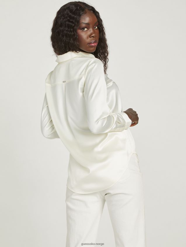 Guess due hvit honor satengskjorte due hvit kvinner F0LJ807053