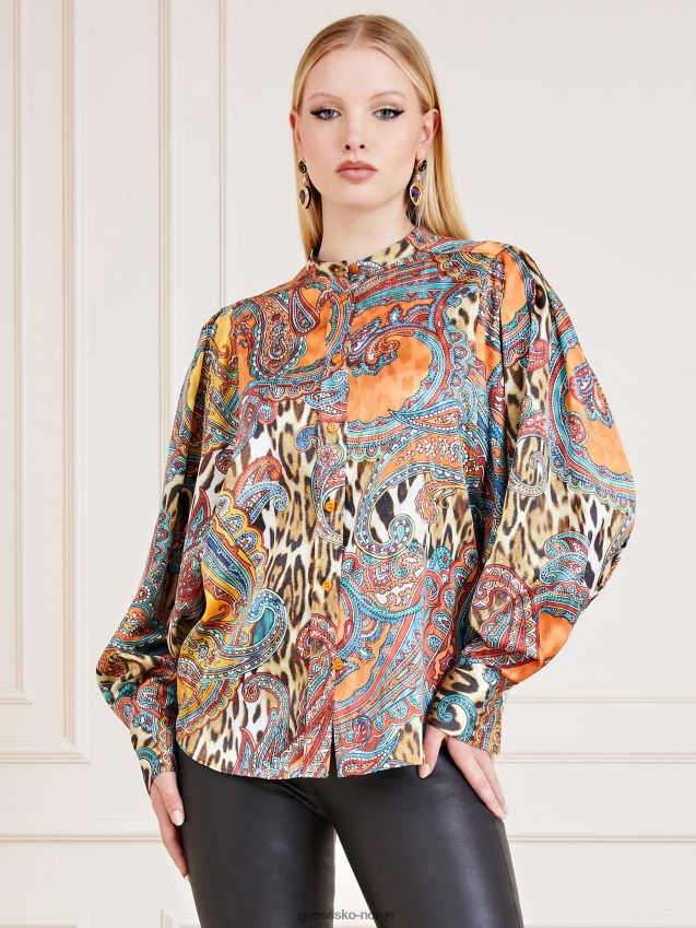 Guess flerfarget mønster marciano bluse med all over print flerfarget mønster kvinner F0LJ802925