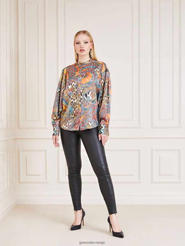 Guess flerfarget mønster marciano bluse med all over print flerfarget mønster kvinner F0LJ802925