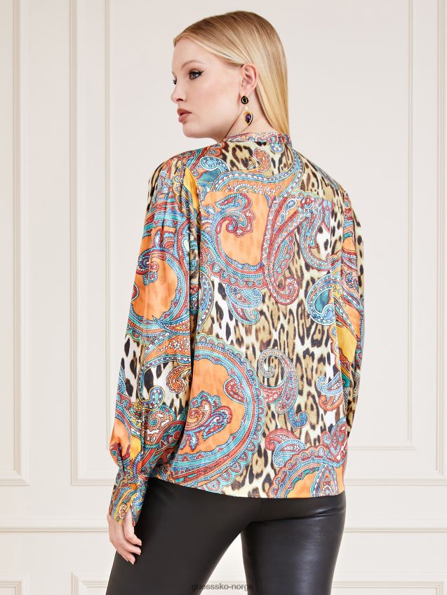 Guess flerfarget mønster marciano bluse med all over print flerfarget mønster kvinner F0LJ802925
