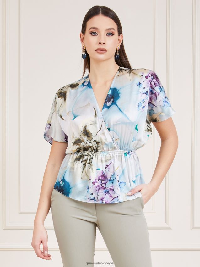Guess floral fantasy marciano bluse med all over print blomsterfantasi kvinner F0LJ803629
